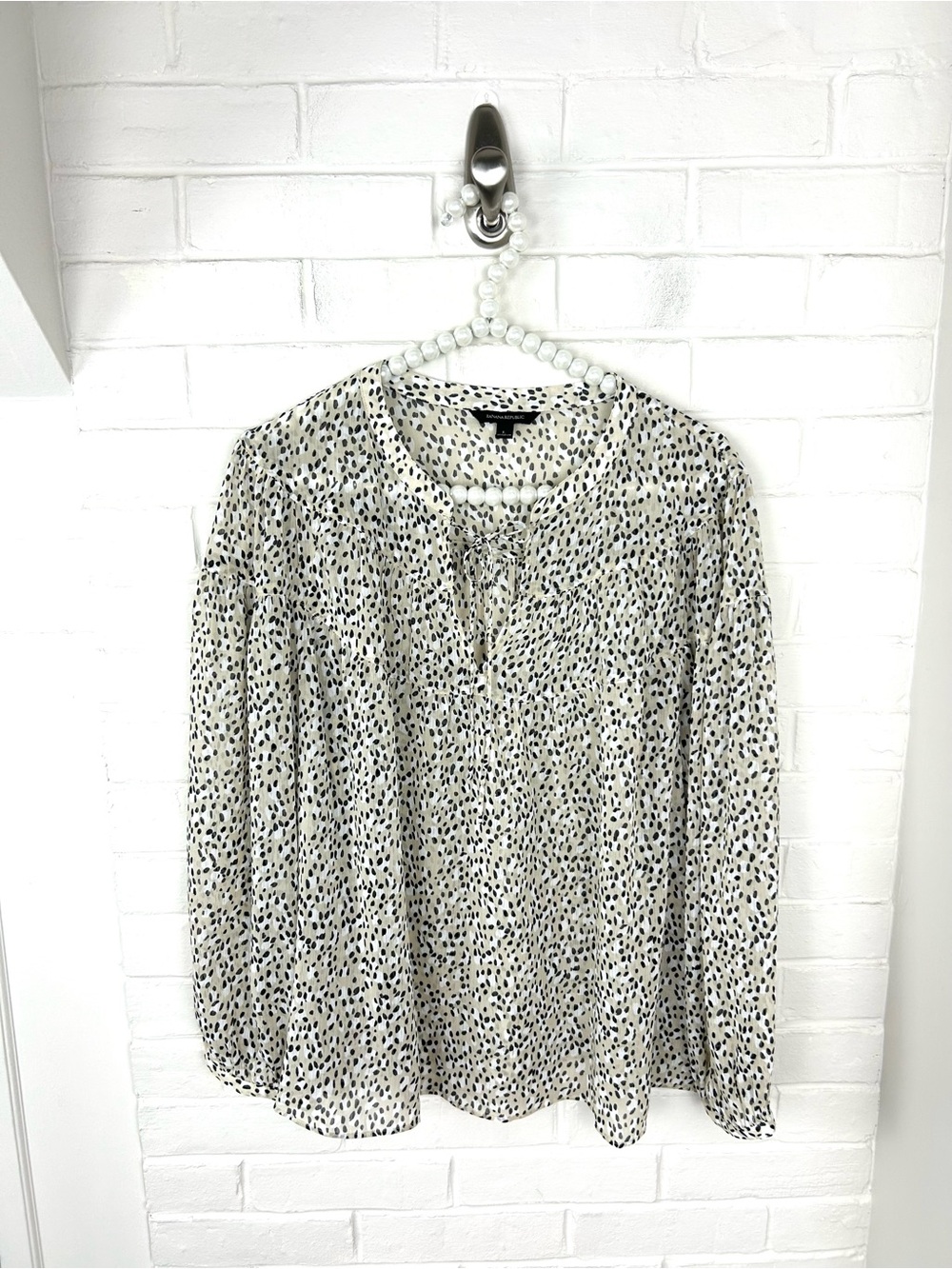 Banana Republic Speckled Animal Print Blouse Top Size L